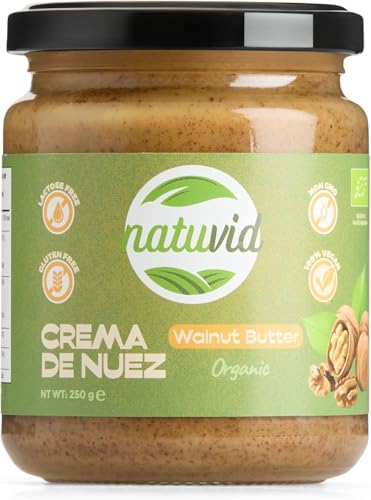 Natuvid | Crema de Nuez BIO | 250g | 100% Natural y Vegana | Rica en Proteína y Fibra | Sin Gluten, Sin Lactosa y Sin Azúcares Añadidos | NON-GMO | Crema Untable Saludable | Sabor Intenso