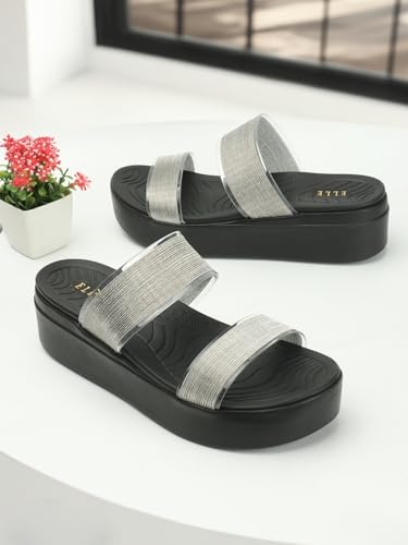 Image of Elle Women Comfortable Flat Round Toe Slip On fashion Sandal for Daily use, Office use, Casual use
