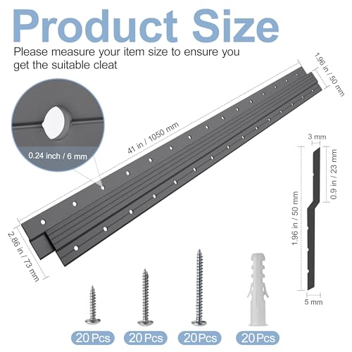 Image of French Cleat Hanger Heavy Duty 41 inch - Aluminum Alloy Z Clips Brackets Heavy Mirror Mounting Hardware 250 lbs Load Interlocking Z Hangers Picture Hanging Kit, 1 Pair Black
