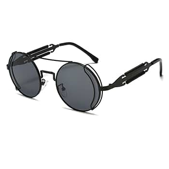 GDC round sunglasses 新品未使用品！！ Gold Round Steampunk Goggle Sunglass with Spring Temples