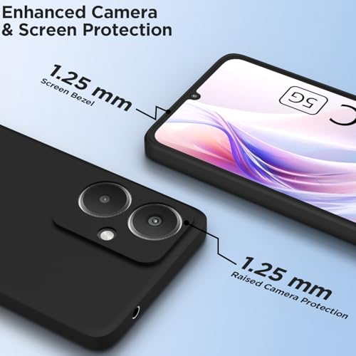 Image of Outlouders Back Cover for Redmi 13C 5G | Camera Protection | Durable Soft Matte Silicone Bumper Case (Black)