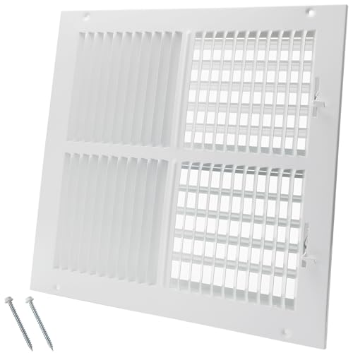 12 x 12 Inch [Duct Opening] Air Vent Covers for Wall or Ceiling - High Airflow 2 Way Steel Ventilation - Adjustable Wall/Ceiling Register 13-3/4 Inch x 13-3/4 Inch [Overall Dimensions]