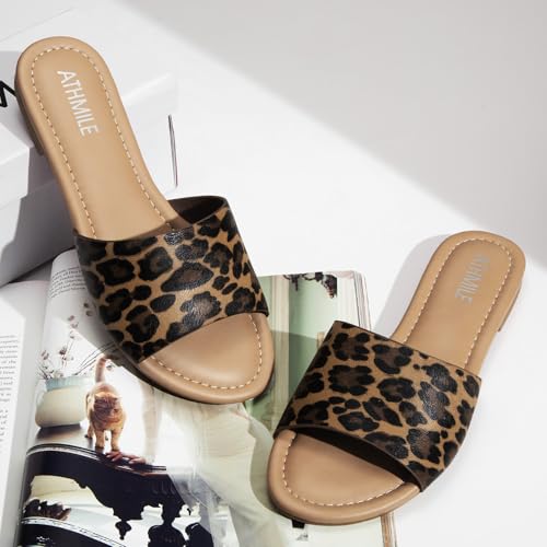 Image of ATHMILE Sandals for Women One Band Womens Sandals Dressy Open Toe Flats