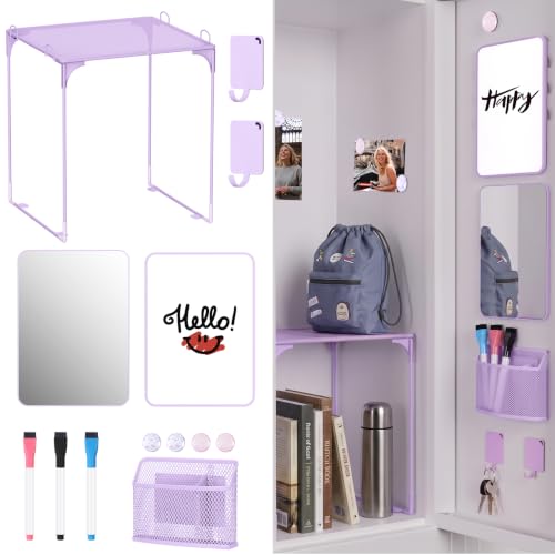 HAUTOCO 13-Piece Locker Accessories Kit, Magnetic Locker Organizer, Purple