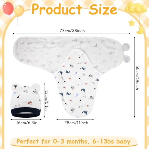 Image of Ramede 6 Pack Swaddle Blanket with Hats for Baby Girl Boy 100% Cotton Swaddles 0-3 Months, Adjustable Breathable Skin Friendly Receiving Blanket Wrap, Essential for Newborns(Rocket,Colorful)