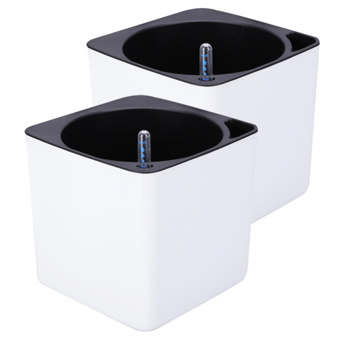 Pot de fleurs carré à arrosage automatique blanc avec réservoir d'eau grande capacité YARNOW