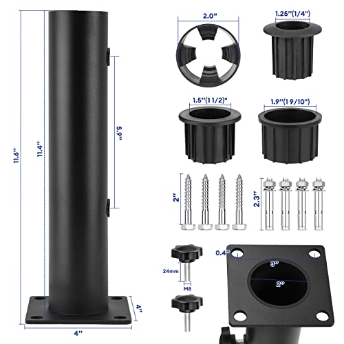 Tube de parasol lalafancy noir réglable en métal pour mâts de différents diamètres