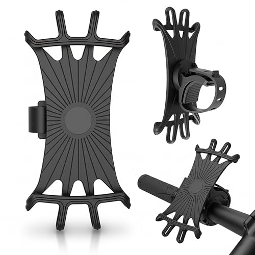 EJRUP Soporte de teléfono para Bicicleta, Anti Vibración Porta Telefono Motocicleta,360° Rotación Soporte Movil Moto Bici, Soporte Desmontable, para Smartphone de 4,5-7pulgadas(Negro)