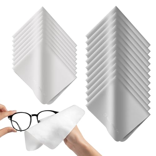 K&F Concept クリーニングクロス 20枚入り メガネ拭き 18cmx15cm 超極細繊維生地 マイクロファイバー 個包装封筒バッグ 眼鏡拭き カメラレンズ タブレット画面 スマホ拭き サングラス 時計 望遠鏡用 クリーニング用品 (8枚ホワイト1