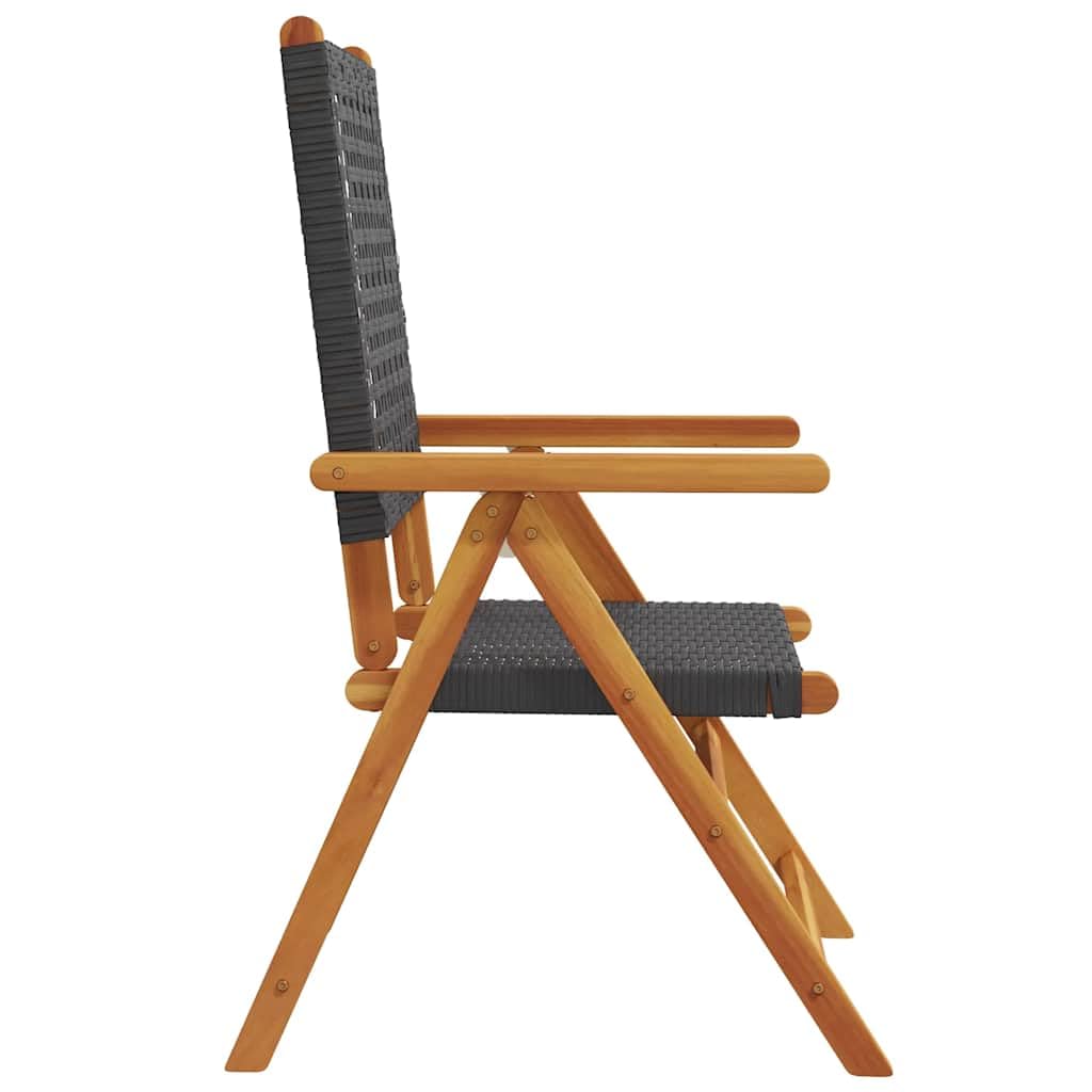 Juego de 4 sillas de jardín plegables de polirratán de madera maciza de acacia, con función tumbada y reposabrazos, para terraza, balcón, jardín
