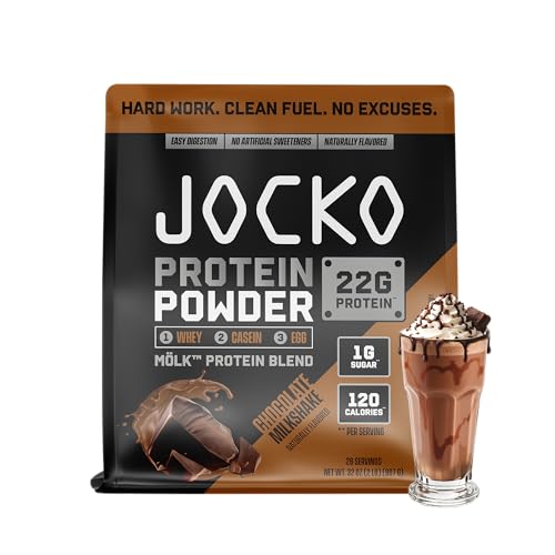 Jocko Fuel Mölk Whey Protein Powder 22g Protein - Low Sugar Monk Fruit Blend - Muscle Recovery & Growth, Packaging May Vary (26 Servings, Chocolate Milkshake)