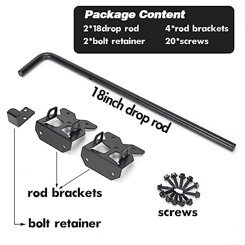 Image of Heavy Duty 18 Inch Cane Bolt, Soild Steel 18'' Gate Drop Rod for Wooden Fence, Gate Stopper Hardware for Wooden Fences Metal Doors-(Black Finish,2 Pcs)