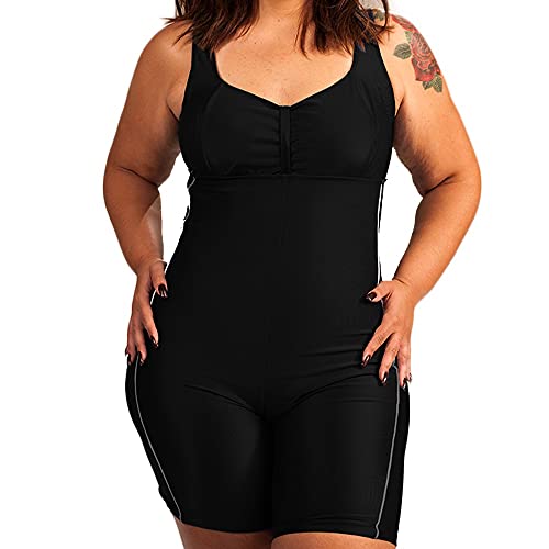 Maiô Macaquinho Plus Size Hidroginástica/Natação Tamanho:50;Cor:Preto;Gênero:Feminino
