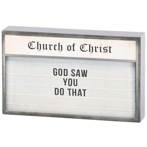 Primitives by Kathy Church Wooden Block Sign, 5.75x3.5-inch "God Saw