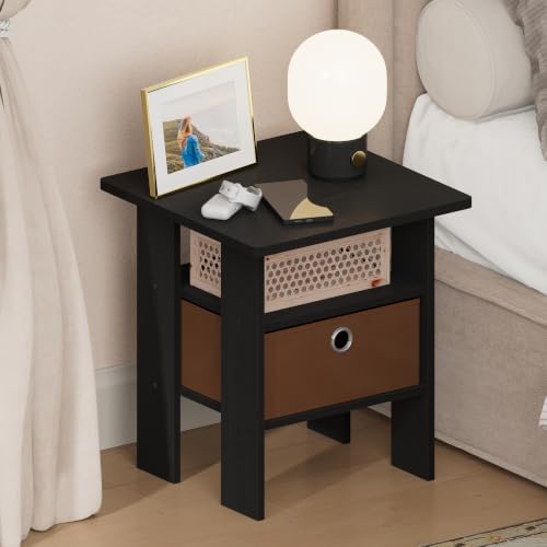 Furinno TIDUR 3-Tier Night Stand, Nightstand with Storage Bin, Americano - image 1