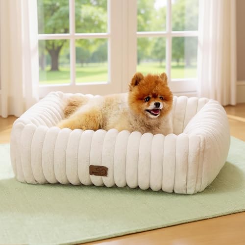Bedsure Cute Dog Bed for Small Medium Dogs - Washable Furry Puppy...
