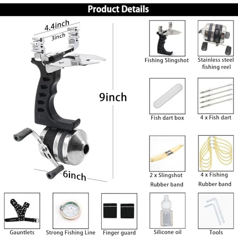 TIETHEKNOT Conjunto de estilingue de pesca para caça ao ar livre - estilingue versátil com carretel