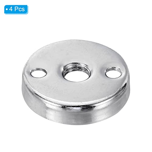 Patikil M8X1Mm Microphone Flange Mount, 4 Pack Female Thread Nut Screw Round Base Desk Table Mounting For Microphone Gooseneck Hose Adapter, Silver Tone #TOP2