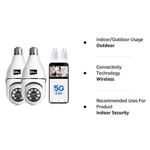Light Bulb Security Camera, 1080P 2.4G&5G Wifi Security Camera, 355° Motion Detection Night Vision Light Socket Security Camera #TOP7
