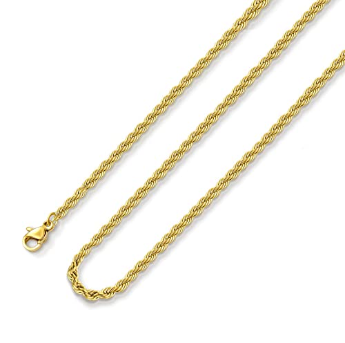 Monily Gold Plated Chain Necklace For Women 1.5Mm 18 Inches Stainless Steel Twist Rope Chain For Women #TOP19