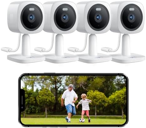 Hugolog 2K Indoor Outdoor Security Cameras for Home Security,Home Camera with Starlight Color Night Vision,Built-in Spotlight,Motion Detection,2-Way Talk,Cloud & Local Storage,Works with Alexa(4 Pack)