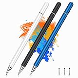 FEUHAISHI Stylus Pen for Touchscreen (3 Pack), Universal Stylist Pens 2 in 1 Precision Series Fine Point Disc for Apple/iPhone/iPad/Android/Samsung Tablets and More (Gradient Multi-Color)
