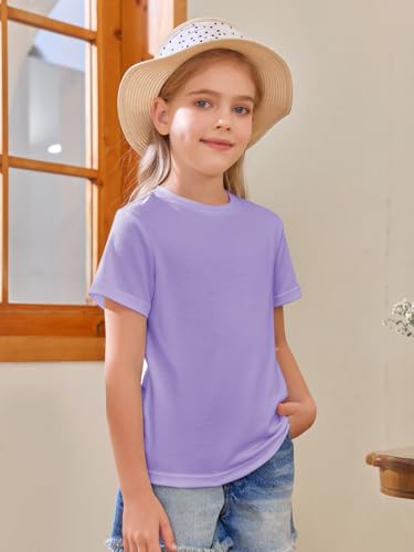 Image of Girls Short Sleeve T Shirts Kids Summer Tops Crewneck Tees 5-14 Years