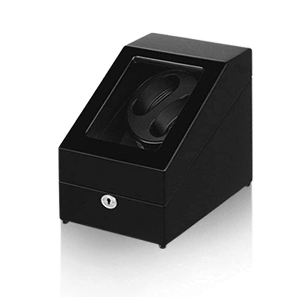QUSYZD Watch Automatic Watch Winder Box for 2 Watches + 3 Storage, 4 Rotation Mode Setting, Extremely Silent Motor, Wood Shell Piano Paint Exterior,B