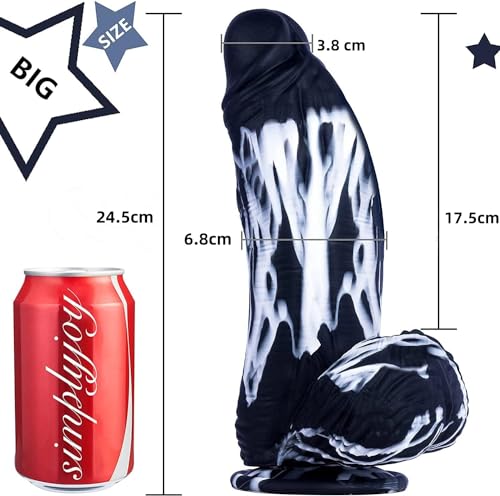 24.5 * 6.8cm XXL Fantasy Dildo, Dicker Riesen Monster Dildo mit Saugnapf, Schwarz Analdildo für Analspiele, G Punkt und Prostata Silikon Riesen Dildo Groß Penis Sexspielzeug für Frauen Männer Paare – Bild 3