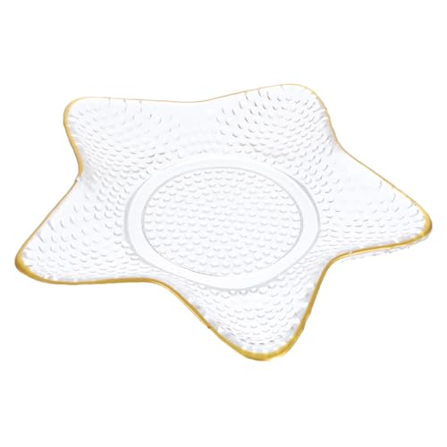 iplusmile 海星デザイン ガラス製収納トレイ 耐熱性 食品皿 フルーツや乾物用 おしゃれなゴールド縁取り プレートジュエリーや小物収納にも対