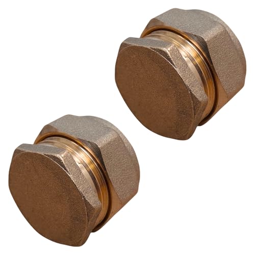 22mm Brass Compression Stop End – Pack of 2 | No Soldering Required | Blank Cap for Copper Pipe Plumbing