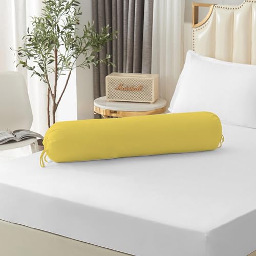 Lot de 2 housses de traversin roulées de 35 x 106 cm (housse uniquement, traversin non inclus) Taie d'oreiller ronde respirante (jaune)