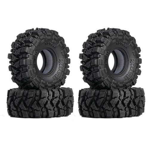 DJCRAWLER 1.0 Mud Tires 64 * 25mm Soft Sticky Mud Tires for TRX4M 1/18 1/24 RC Crawler Axial SCX24 FMS FCX24, Come with Double Layer Sponge