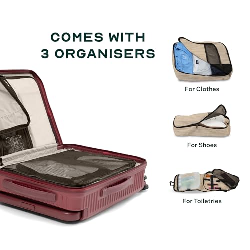 Image of Assembly Cabin Suitcase with External Laptop Pocket up to 15.6'' & 8 Spinner Wheels, Premium Polycarbonate Hard Shell Carry On Luggage for Adventure Travel, Red, 20-Inch