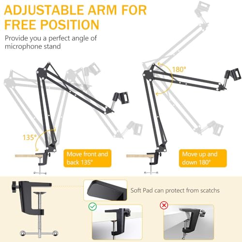 Maono AU-B01 Microphone Suspension Boom Scissor Arm Stand (Black) (Image - 3)