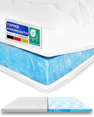 AM Qualitätsmatratzen Sobrecolchon refrescante 200x190 - Topper Made in Germany - Cubre colchon refrescante antisudoración con Funda Lyocell Antideslizante - Topper 200x190 Transpirable para Verano