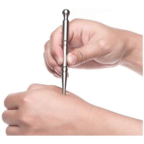 FeelFree Sport Stainless Steel Manual Acupuncture Pen-Deep Tissue Massage Tool-Trigger Point Massage Relief Pain Therapy Tools Full Body Relaxing Trigger Self-Massage Acupressure Bar (A) Cover