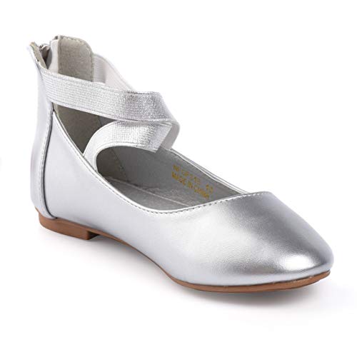 Nova Utopia Toddler Little Girls Dress Ballet Elastic Ankle Strap Flat Shoes,Nf Utopia Girl Nfgf316 Silver 3 #TOP4
