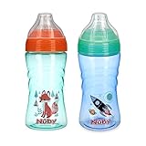 Nuby 2 Pack No Spill Printed Thirsty Kids No-Spill Sip-it Sport Cup with Soft Spout and Lid - 12oz, 12+ Months,2 Count(Pack of 1),Print May Vary