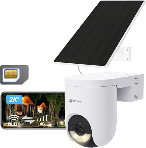 EZVIZ 4G LTE Überwachungskamera mit SIM Karte 360 PTZ Überwachungkamera Aussen Akku 4MP Farbnachtsicht Person/Fahrzeugerkennung 2-Wege-Audio Unterstützt 4G & WLAN 6 HB8 Lite 4G + 5W Solarpanel