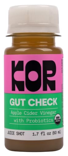Kor Shot Apple Cider Vinegar Probiotics Shot - 1.7 Fl Oz - Gut Check - Digestive Health - 1 Billion Cfu Probiotics - USDA Certified Organic