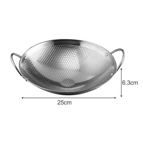 Wok redondo de acero inoxidable de 10 pulgadas miniatura 3