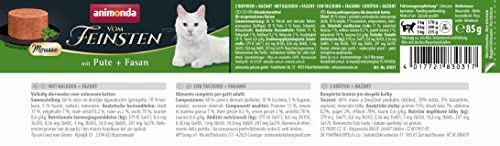 animonda vom Feinsten Mousse Katzenfutter nass Pute + Fasan (12 x 85g), getreidefreies Katzenfutter nass ohne Zucker, mit frischen, fleischigen Zutaten