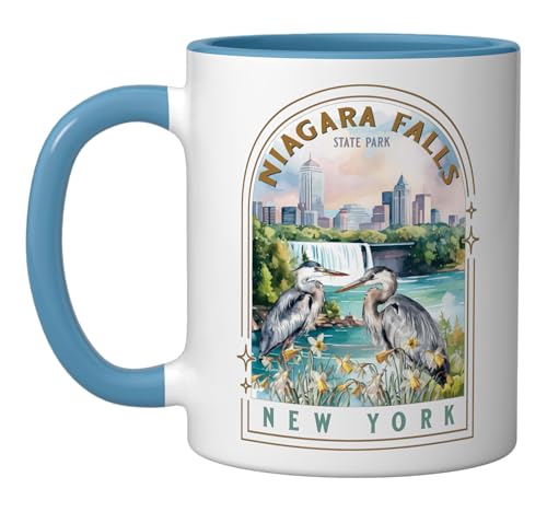 Taza de cerámica Niagara Falls azul y blanca 11 oz miniatura 1
