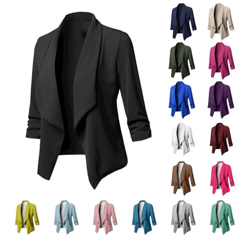 Blazers for Women Open Front Long Sleeve Cardigan Jackets Casual Solid Color Work Office Blazer Dressy Jackets4