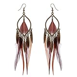  Mengonee Mujeres pluma de las muchachas gancho joyería de la boda pendientes largos de la borla de la gota cuelga los pendientes del Bowknot Cuentas Dreamcatcher