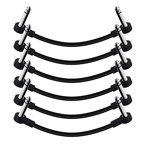 SONICAKE 6 Inch Patch Cable for Guitar Effect Pedal Cables 6 Pack, 1/4" TS Right Angle Instrument Cables, Black by SONICAKE - Used condition - US$12.81