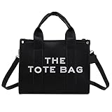 The Tote Bag for Women, Leather Tote Bag Black with Zipper Sturdy Durable Waterproof Cute Women's Tote Handbags, Tote Purse Crossbody Bags for Women, Shoulder Bag for School, Work, Travel