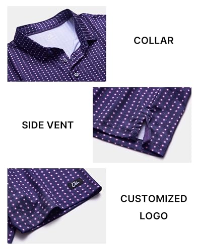 Image of Obla Mens Golf Polo Shirts Short Sleeve Dry Fit Performance Moisture Wicking Casual Print Collared Golf Shirts for Men