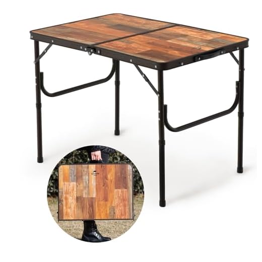 Naturehike Large Camping Folding Table Beach, Portable Camping Side Tables with Adjustable Legs, Tent Table Folding Camp Table with Carry Bag for Outdoor Camping, Cooking, BBQ, Travel - Retro